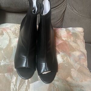 Elegant Black Peep-Toe Ankle Boots